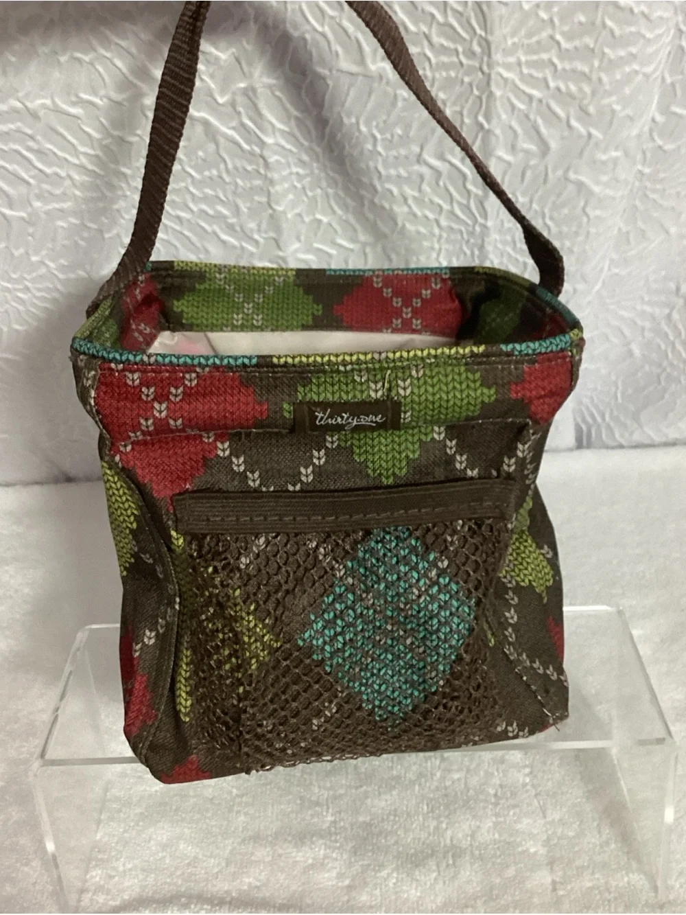 Thirty One 7” Square Littles Carry All Caddy in Windsor Argyle NWOT Utility Tote